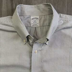 Brooks Brothers Regent Shirt Men's Size 17.5 - 2/3 White Black Check Non Iron